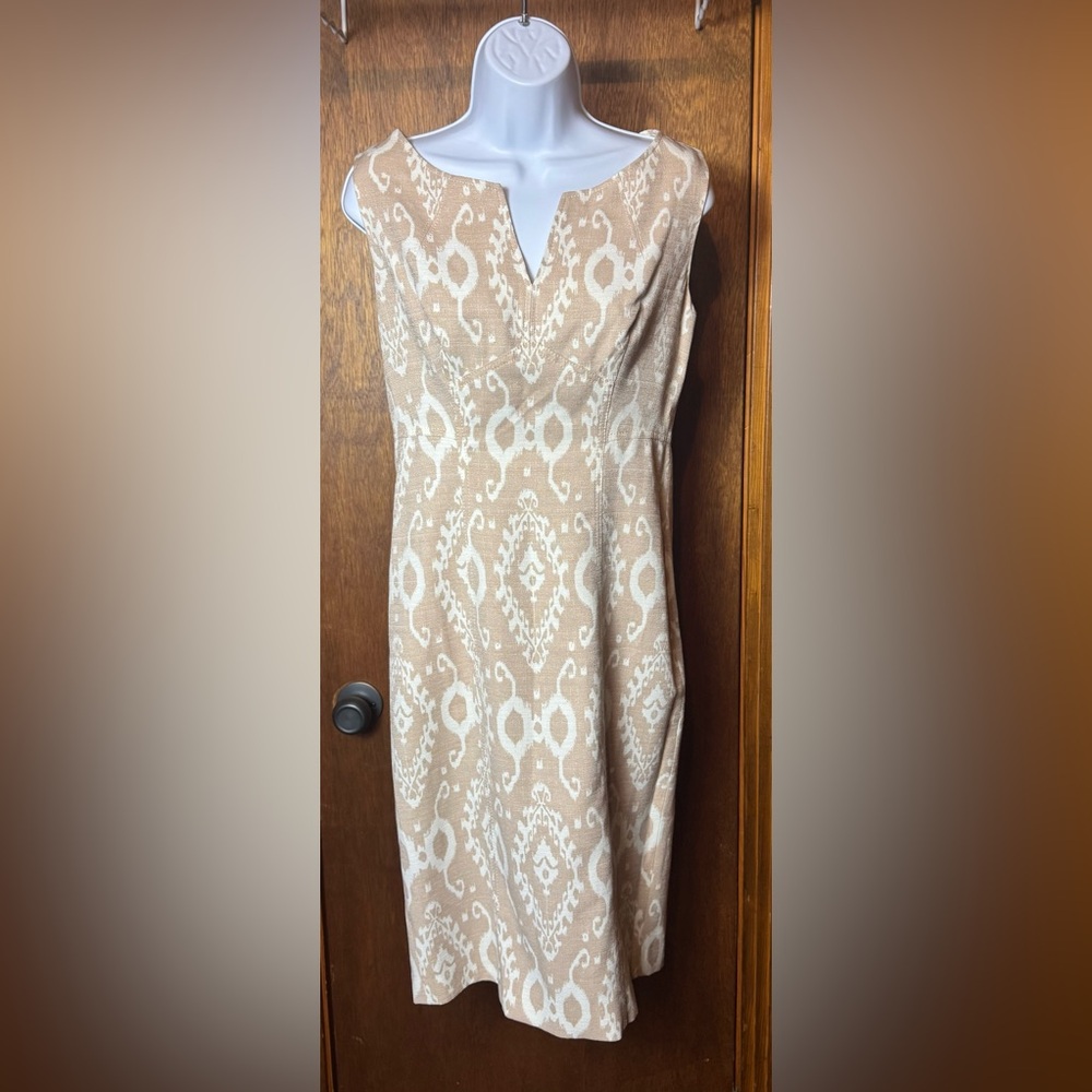Anne Klein Beige and Cream Patterned Dress - 6